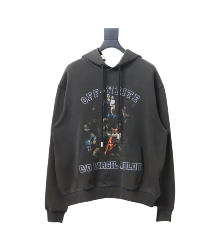 OFF WHT Graphic Print Cotton Drawstring Hoodie