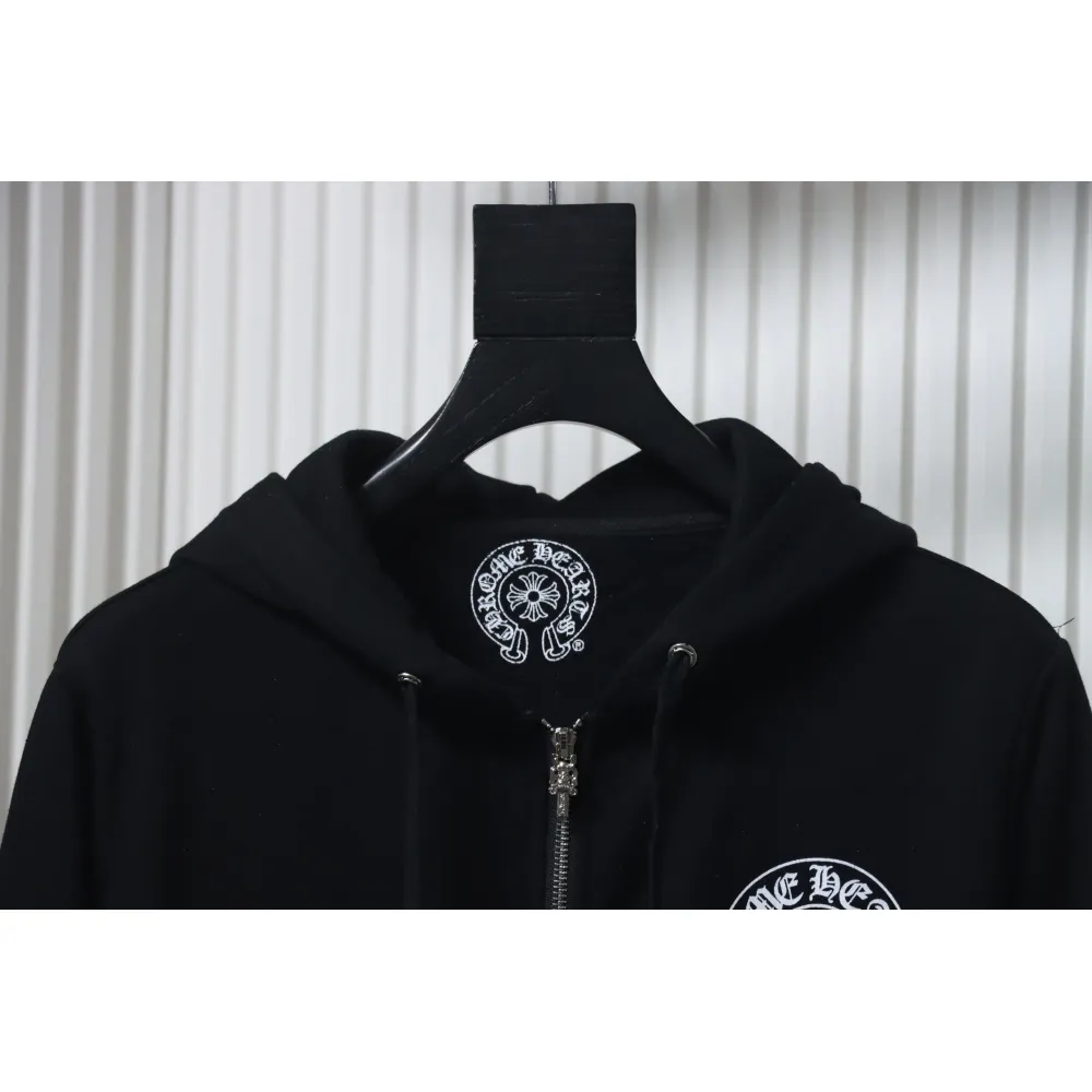 CHRM HRTS Cuff Sanskrit Print Zip-Up Hoodie Black - Image 9