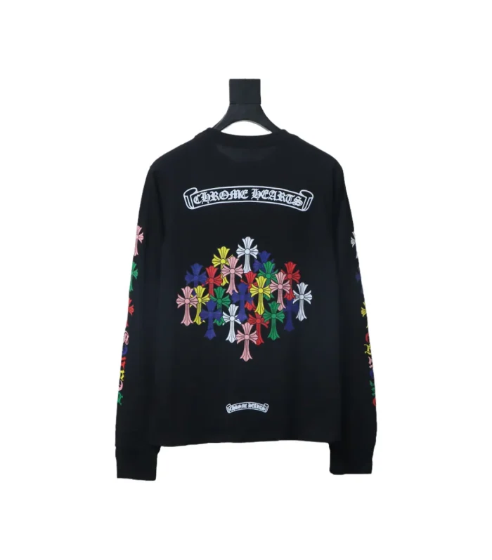 CHRM HRTS Multicolor Scroll Printed Logo Long Sleeves T shirt Black