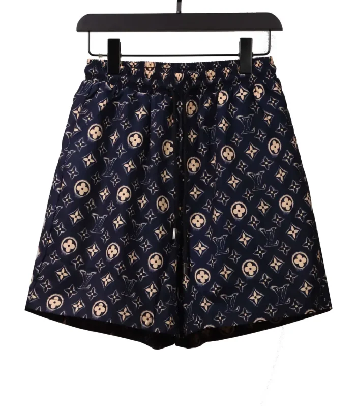 LV Monogram Printed Silk Shorts Black
