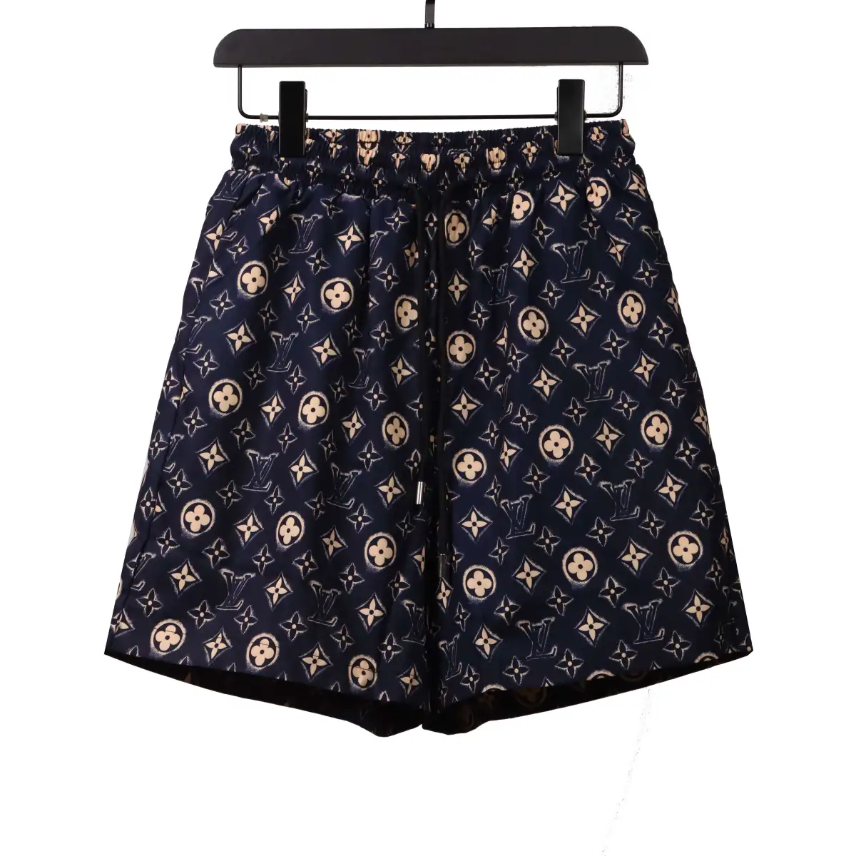 LV Monogram Printed Silk Shorts Black