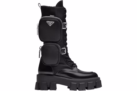 Prada Monolith 55mm Marsupio Stivali Alti Nero Pelle