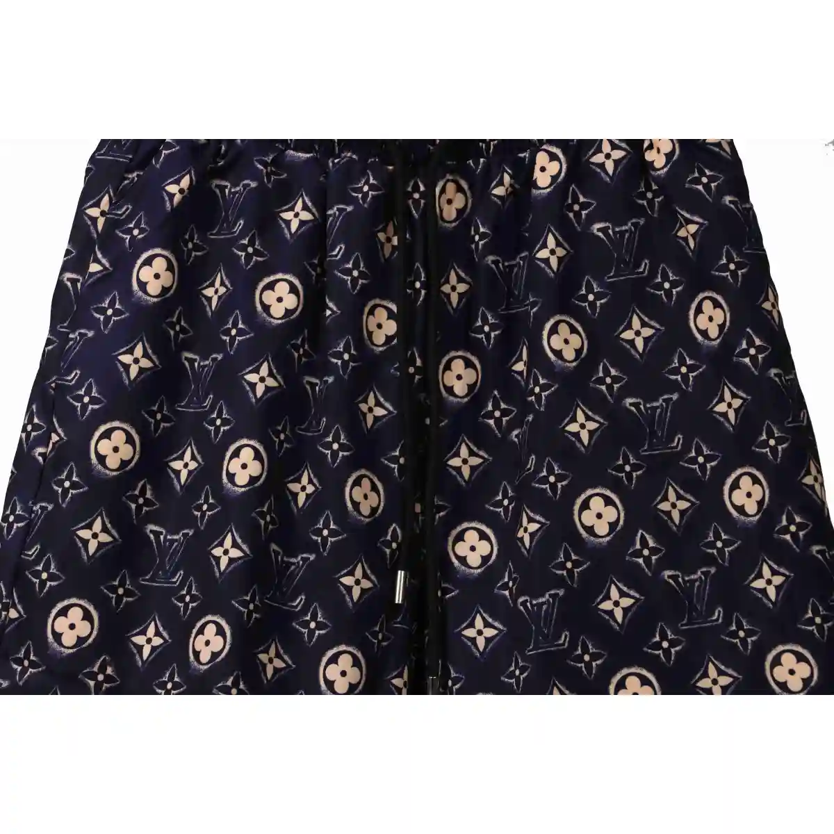 LV Monogram Printed Silk Shorts Black - Image 3