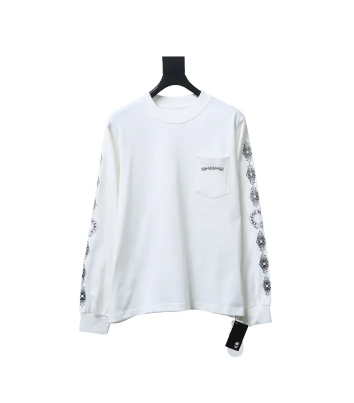 CHRM HRTS Fleur Cross Long Sleeve T Shirt White