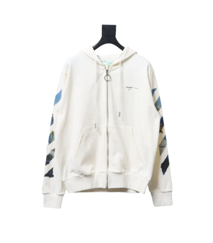 OFF WHT Pascal Arrow Zipped Hoodie White