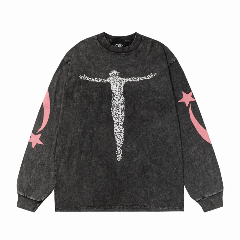 HLSTR Christ Long-Sleeve Washed Black T-Shirt - Image 3