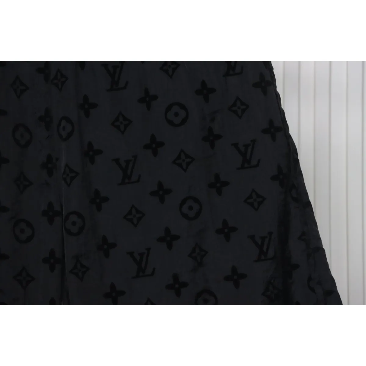 LV Printed Flocked Beach Shorts Black - Image 4