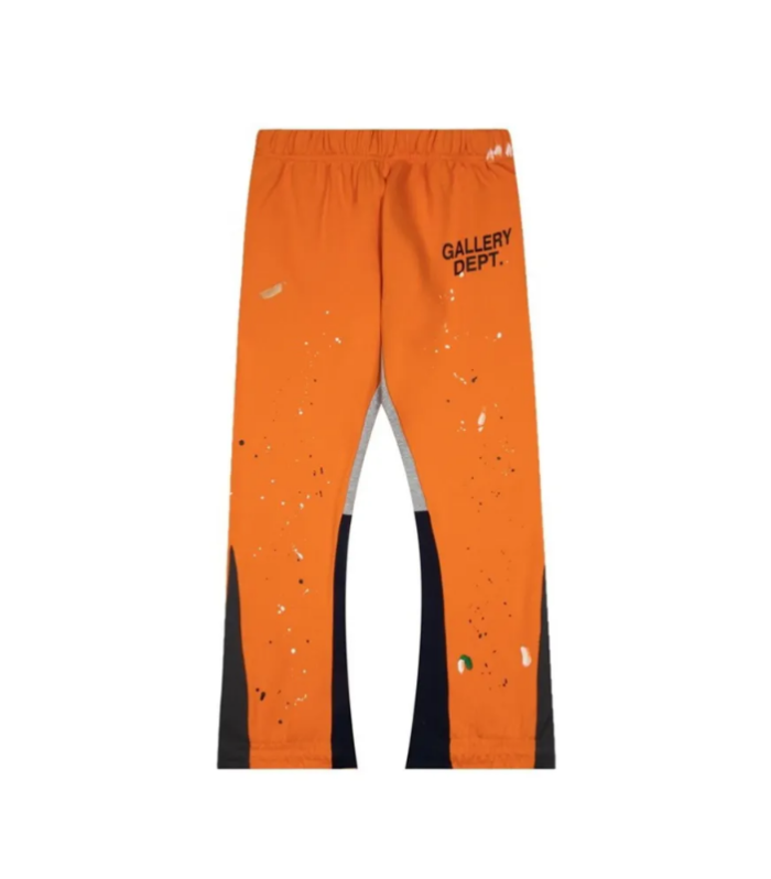 GD Painted Flare Sweat Pants Hot Orange-Black Patchwork