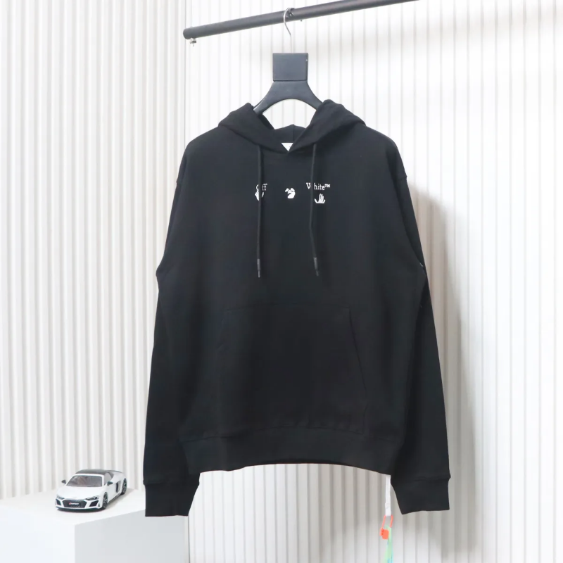 OFF WHT Arrow Print Hoodie Black Red - Image 2