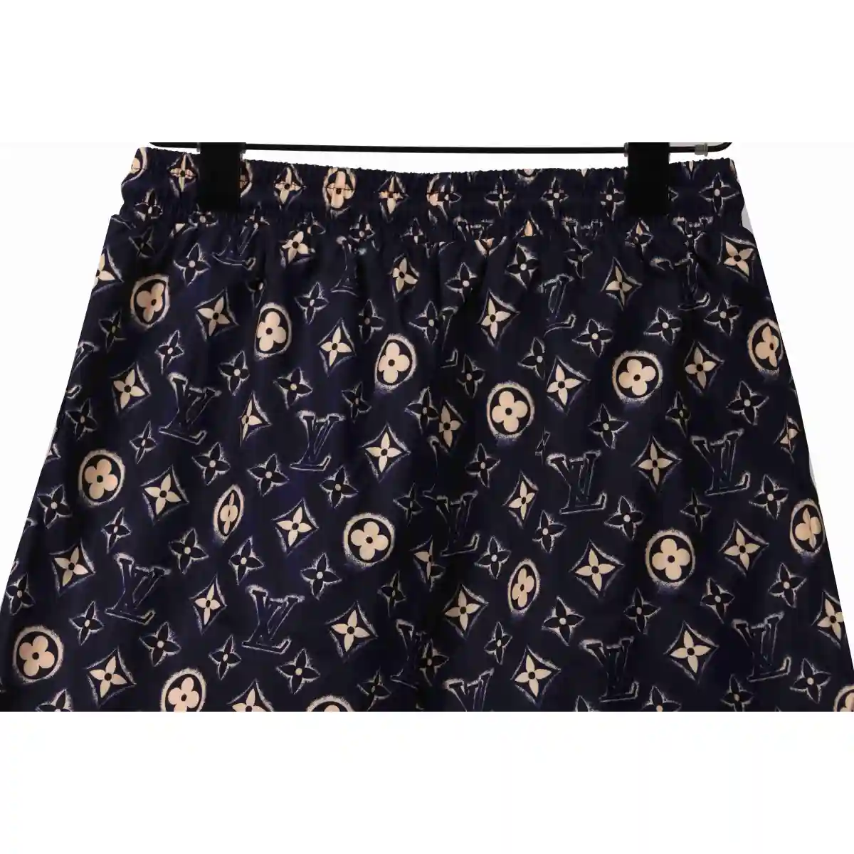 LV Monogram Printed Silk Shorts Black - Image 5