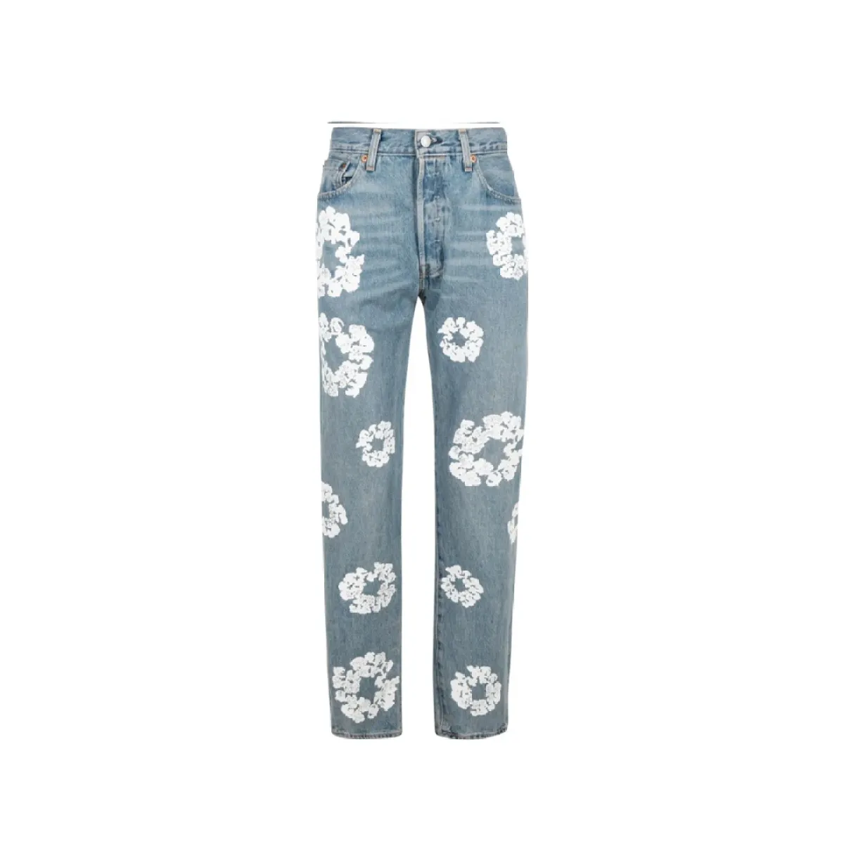 DT x LVS Wreath Print Straight-leg Jeans