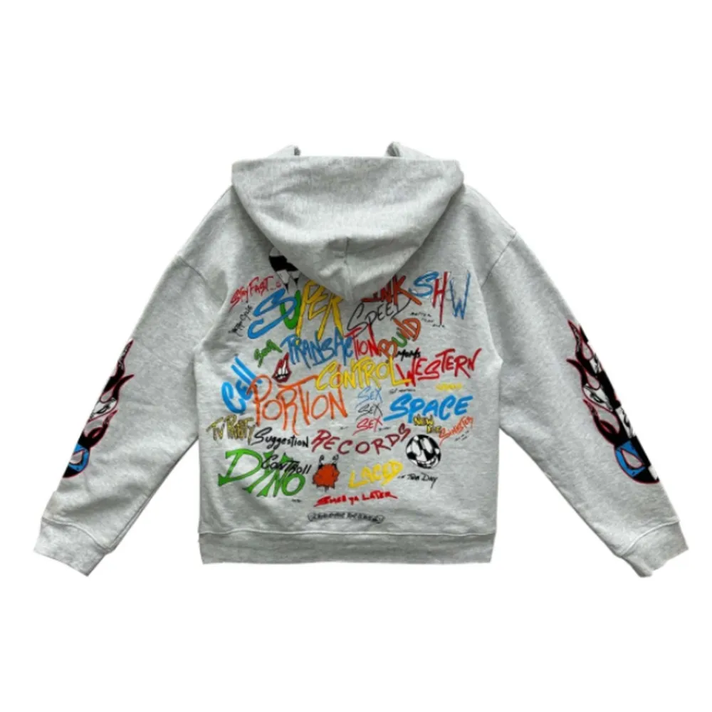 CHRM HRTS x Matty Boy Flames Hoodie ‘Heather Grey’ - Image 2