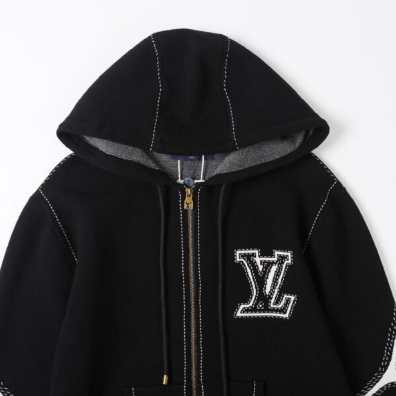 LV Hoodie Embroidered Zip - Image 3