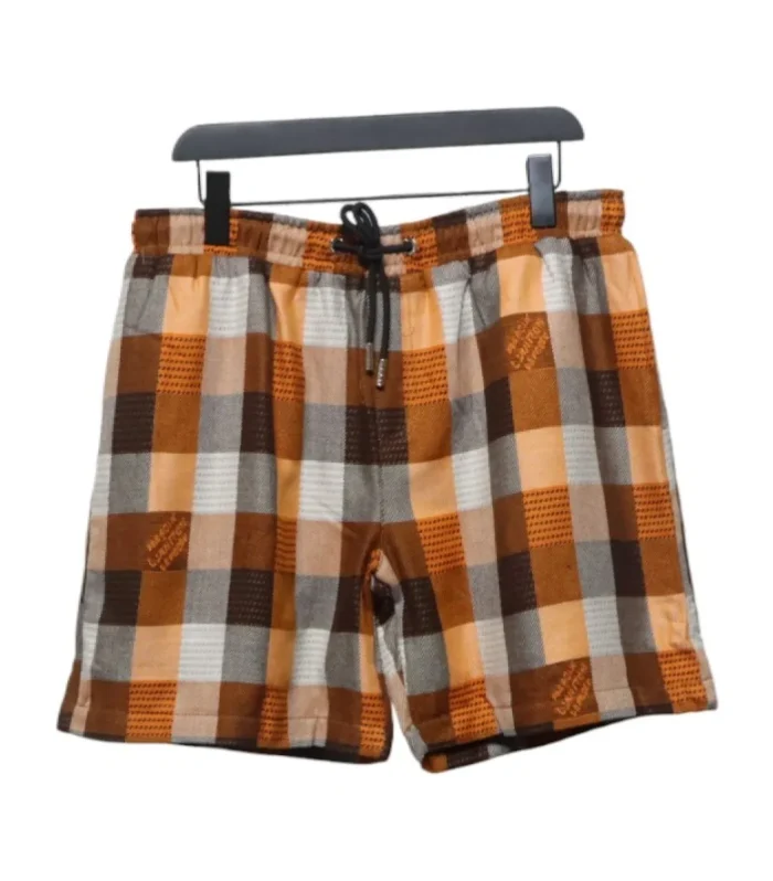 LV Check Embroidered Lettering Shorts