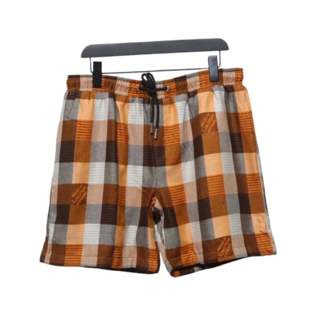 LV Check Embroidered Lettering Shorts