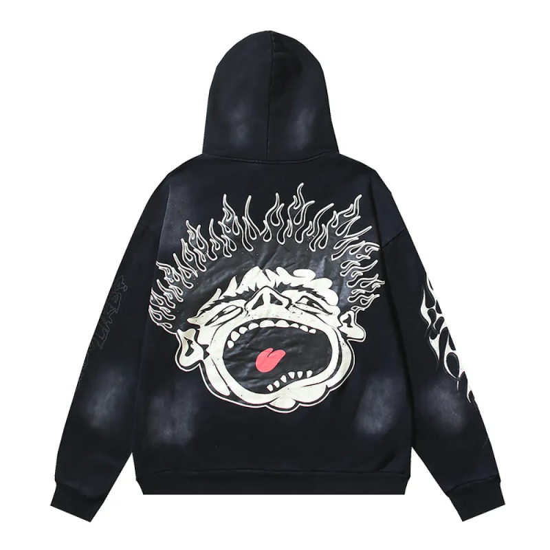 HLSTR Hell Red Flare star Retro washed distressed Print Hoodie - Image 5