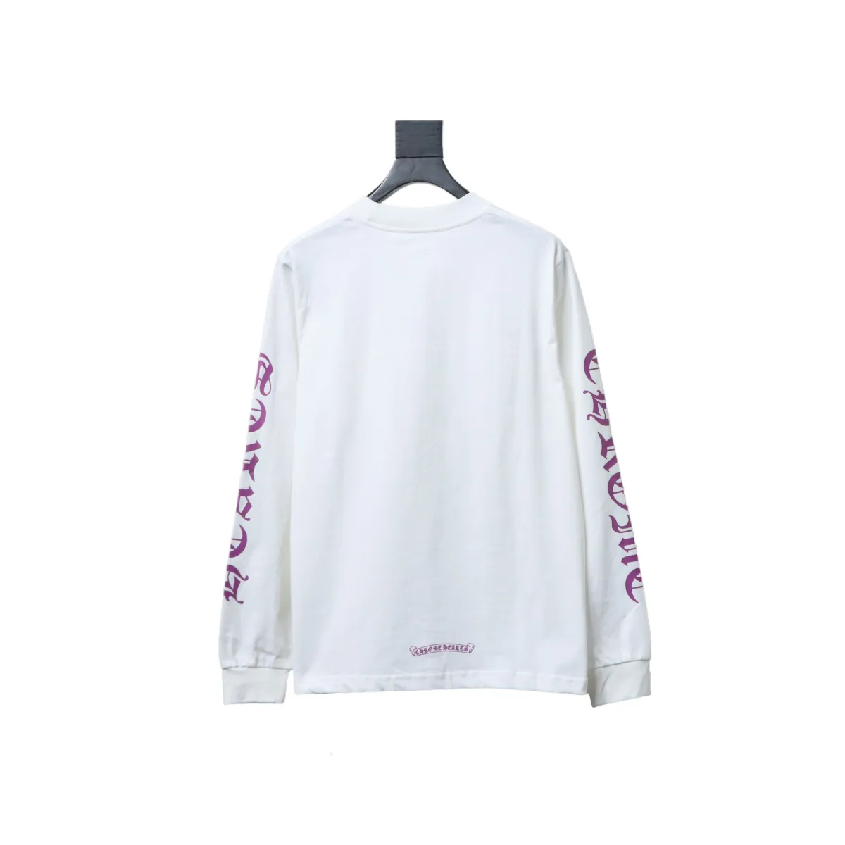 CHRM HRTS Purple Neck Logo Long Sleeve T-Shirt White - Image 2
