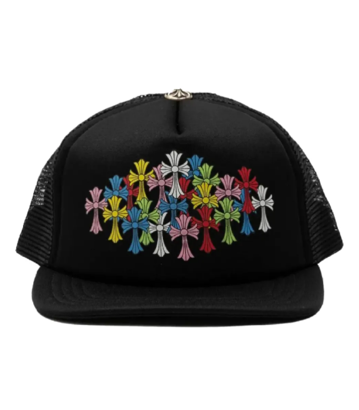 CHRM HRTS Multi Color Crosses Trucker Hat Pure Black