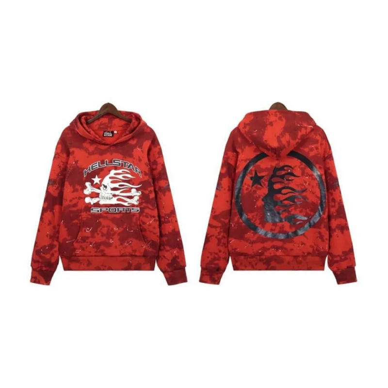 HLSTR Sports Tie-Dye Skull Hoodie Red