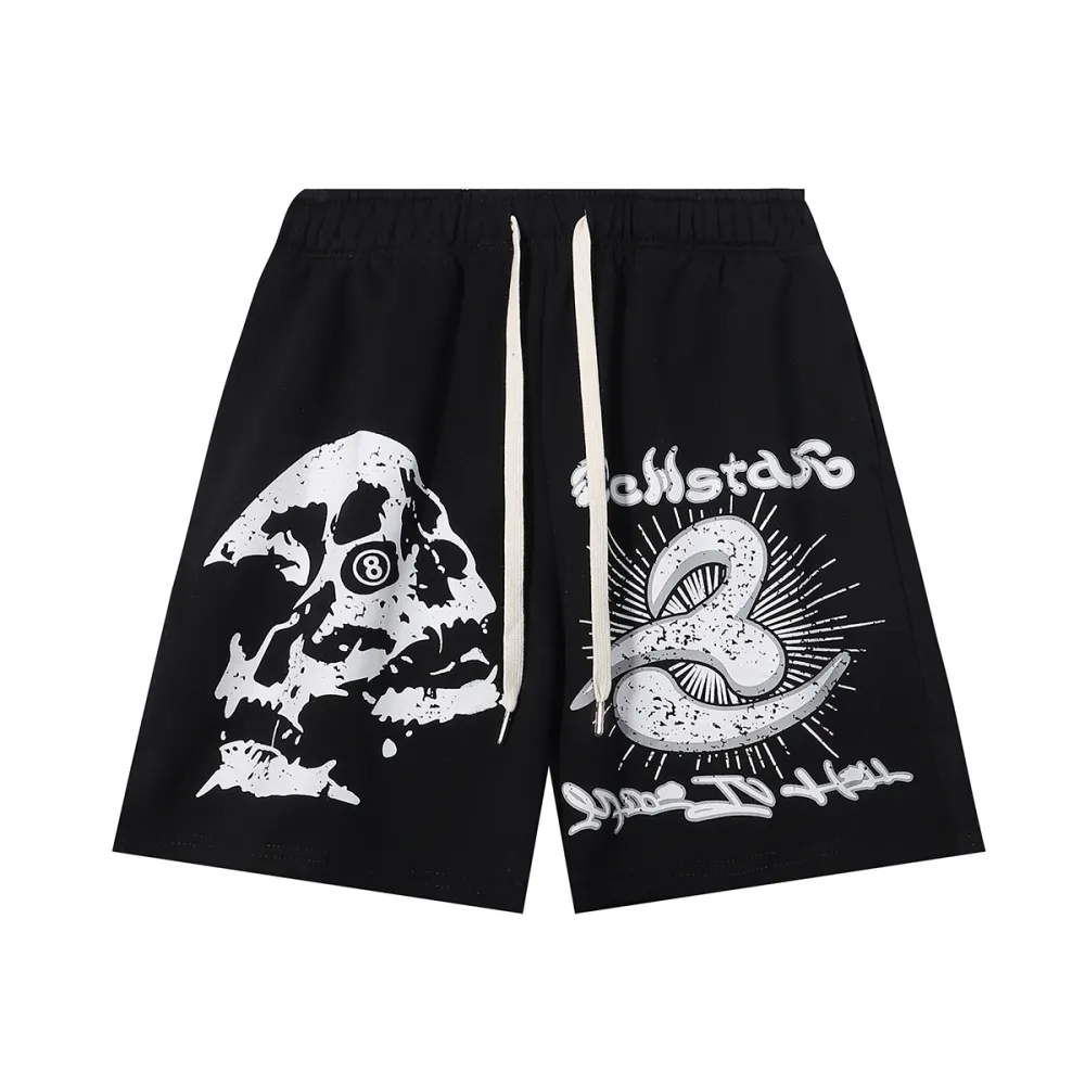 HSTR Skull 8 Print Logo Black Shorts