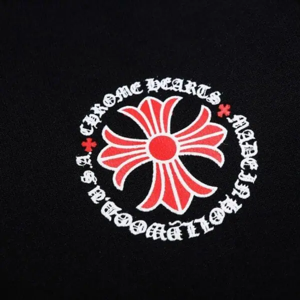 CHRM HRTS Hoodie Black Red Embroidered CH081 - Image 5