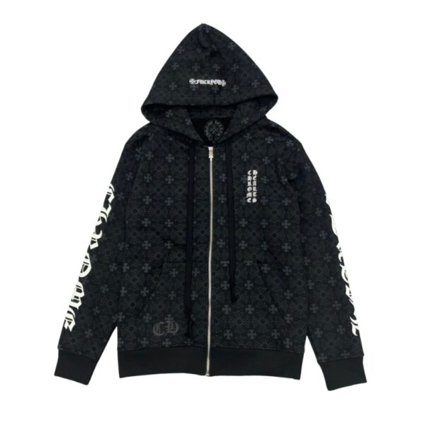 CHRM HRTS Hoodie Zip Black Monogram CH063