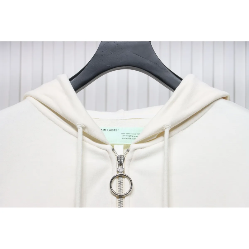 OFF WHT Pascal Arrow Zipped Hoodie White - Image 3