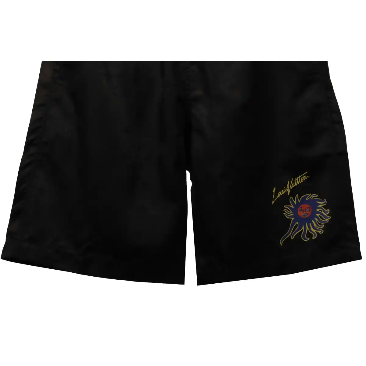 LV Sun Printed Cotton Track Shorts Black - Image 4