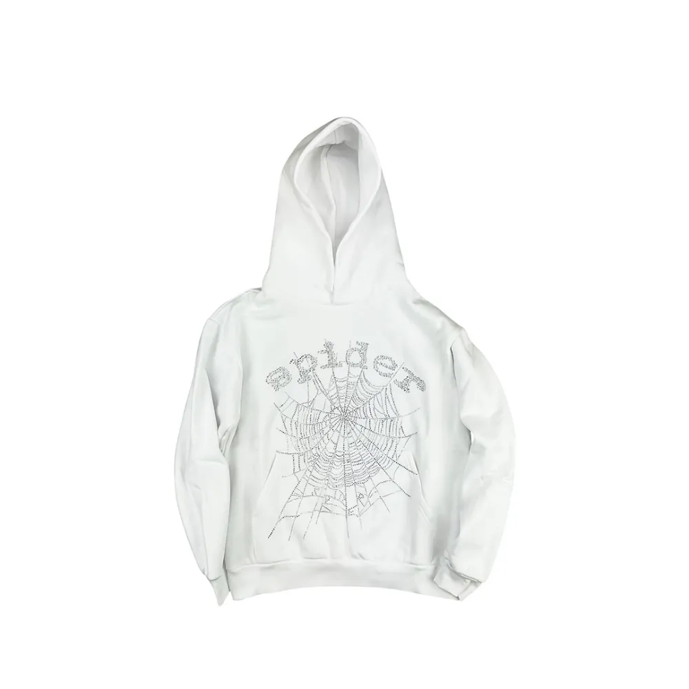 SPDR OG Rhinestone Logo Hoodie White