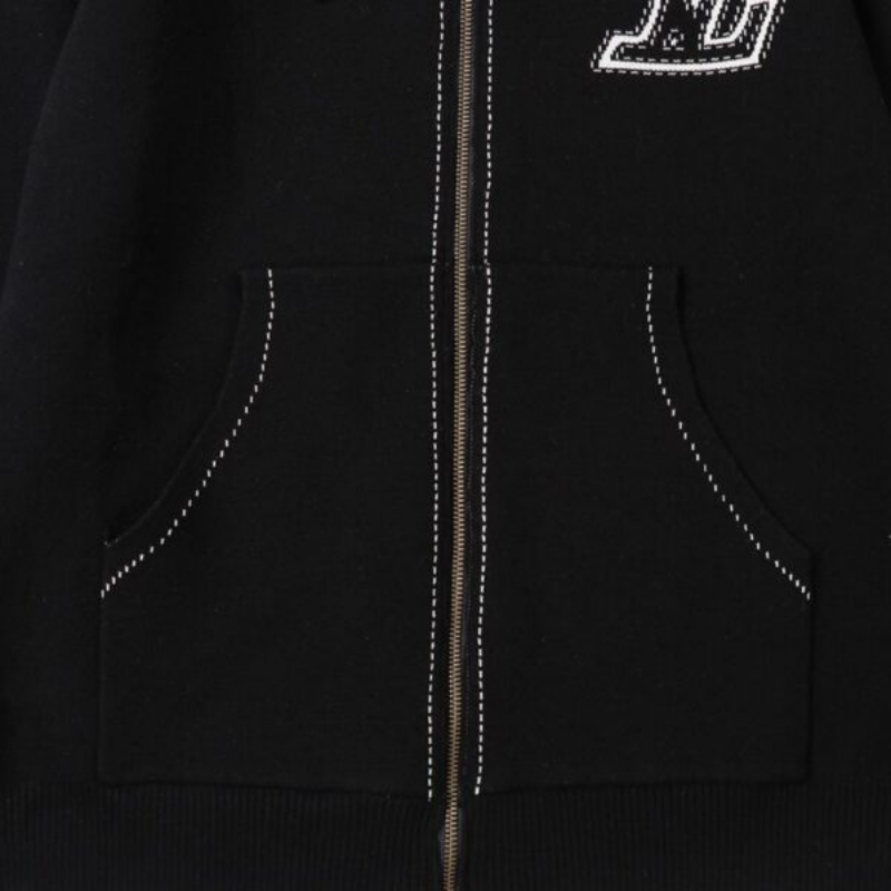 LV Hoodie Embroidered Zip - Image 8