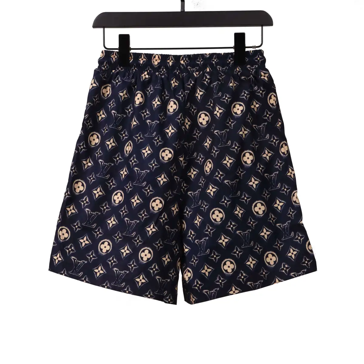 LV Monogram Printed Silk Shorts Black - Image 2