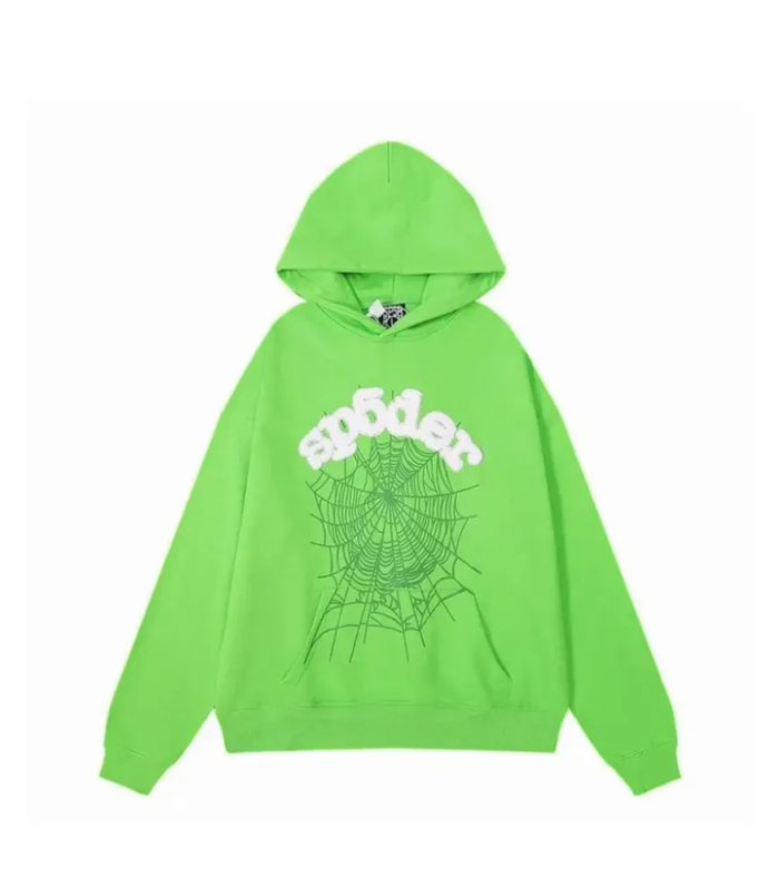 SPDR Spider Web Print Gothic Hoodie Green