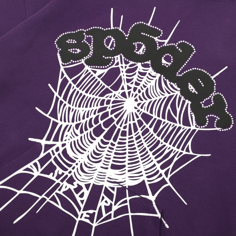 SPDR Spider Web Print Gothic Punk Purple Hoodie - Image 6