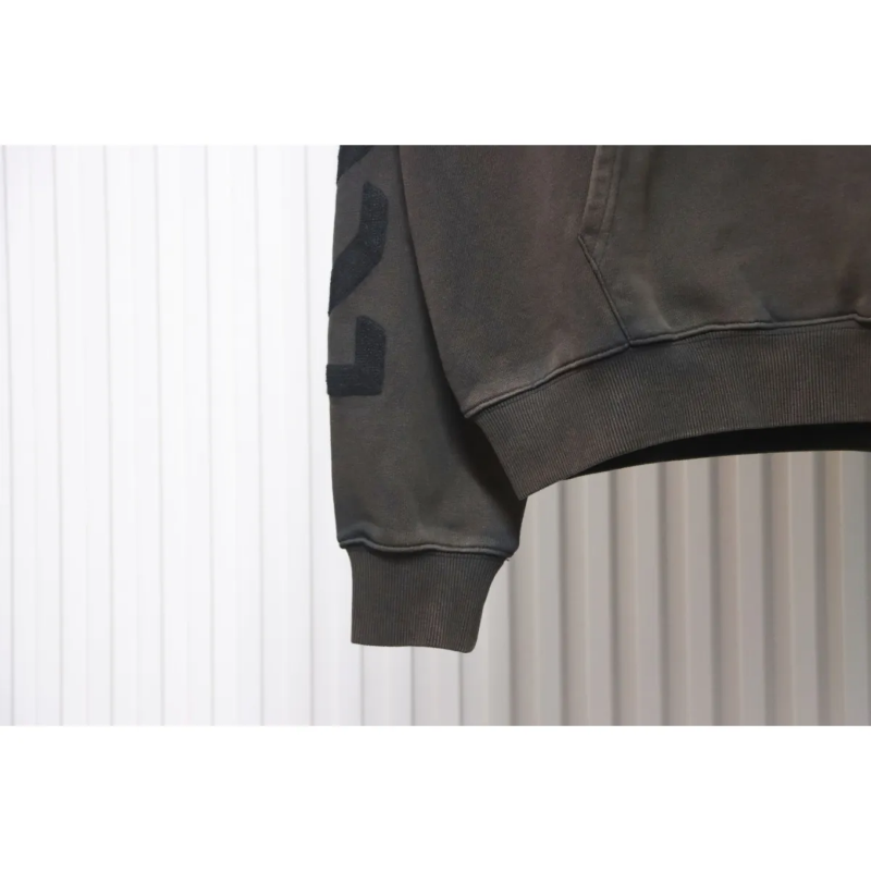 OFF WHT Logo Print Cotton Hoodie Brown Black - Image 5