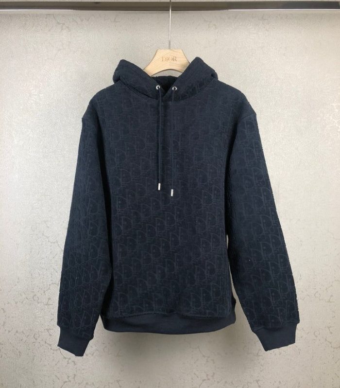 HOODIE DARK BLUE TOWEL MONOGRAM
