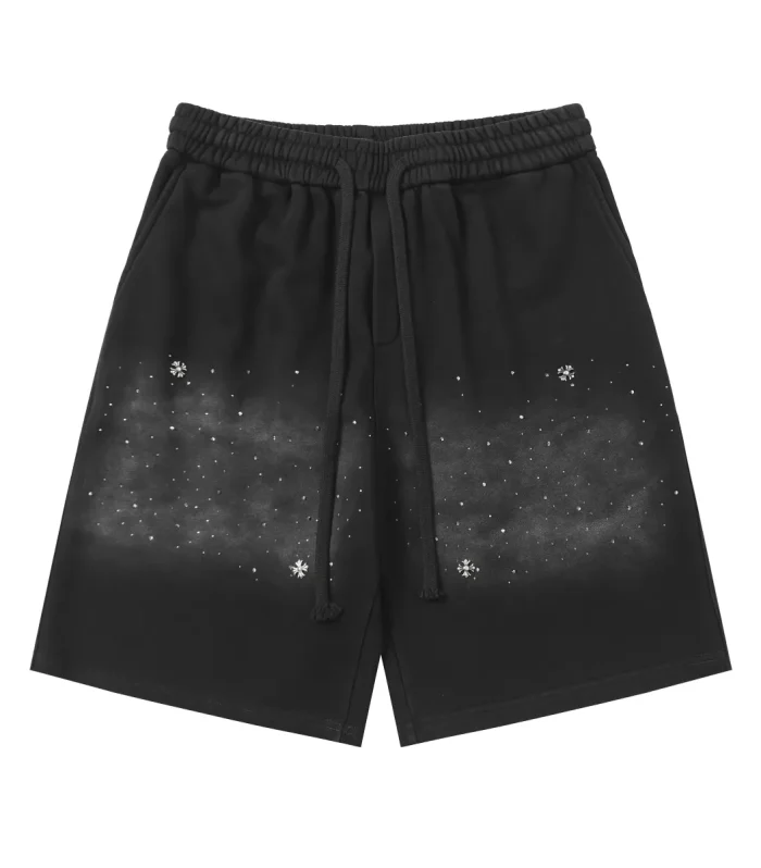 CHRM HRTS Rhinestone Drawstring Casual Versatile Shorts