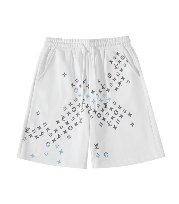 LV Shorts White Blue Monogram