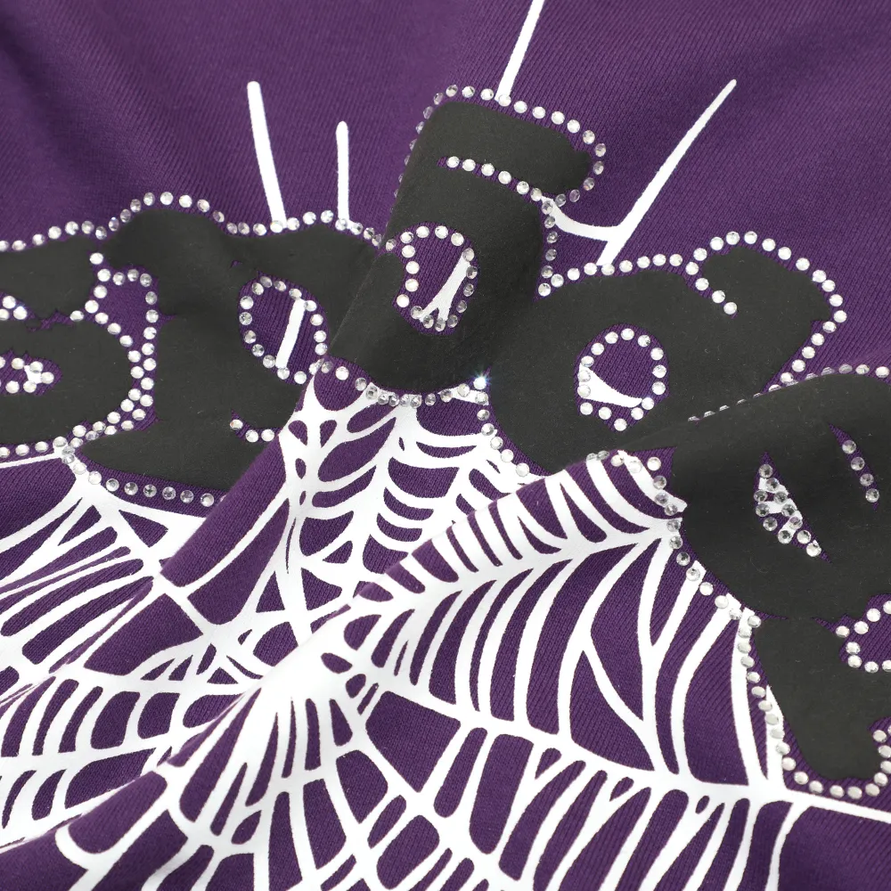 SPDR Spider Web Print Gothic Punk Purple Hoodie - Image 7