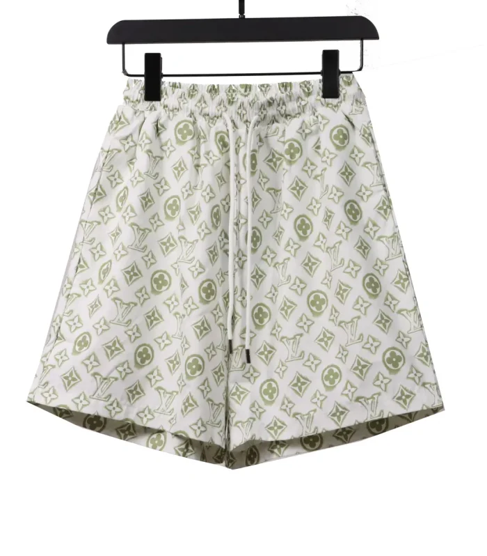 LV Monogram Printed Silk Shorts White