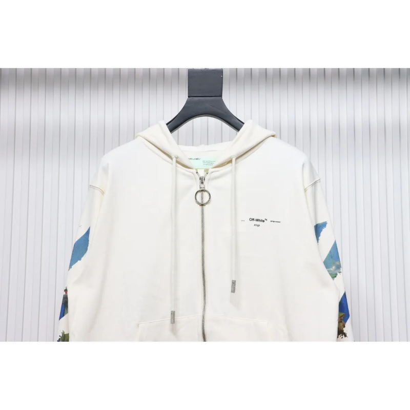 OFF WHT Pascal Arrow Zipped Hoodie White - Image 4
