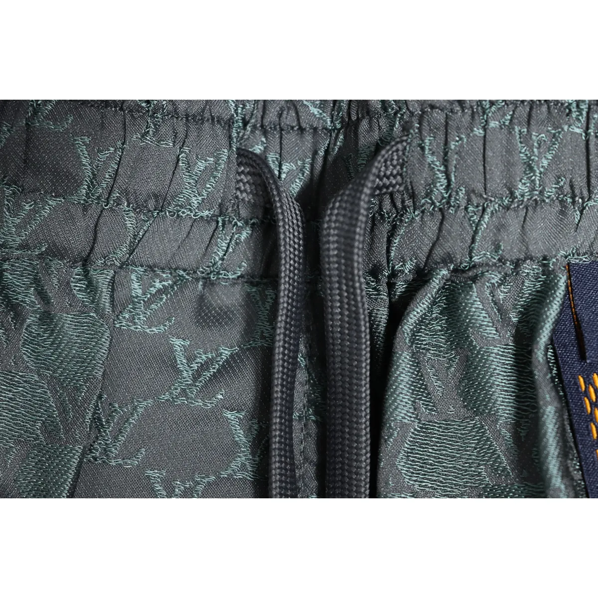LV Logo Jacquard Elasticated Silk Shorts Grey - Image 3