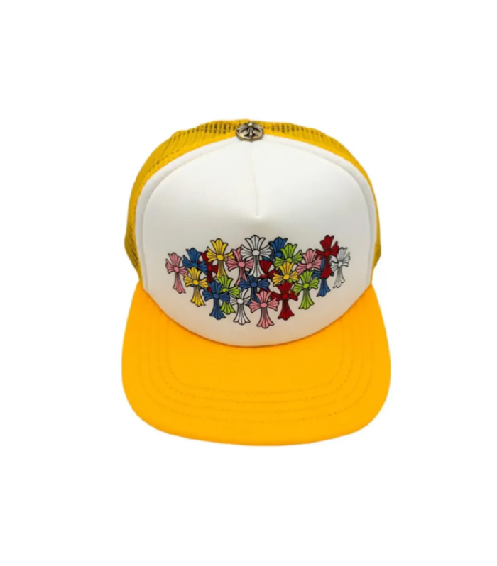 CHRM HRTS Multi Color Crosses Trucker Hat Yellow